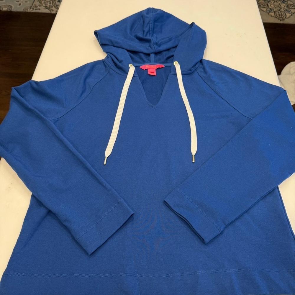 Lilly Pulitzer Kiawah Women’s Blue V-Neck Hoodie Long Sleeves Sz S NWOT - Picture 9 of 11